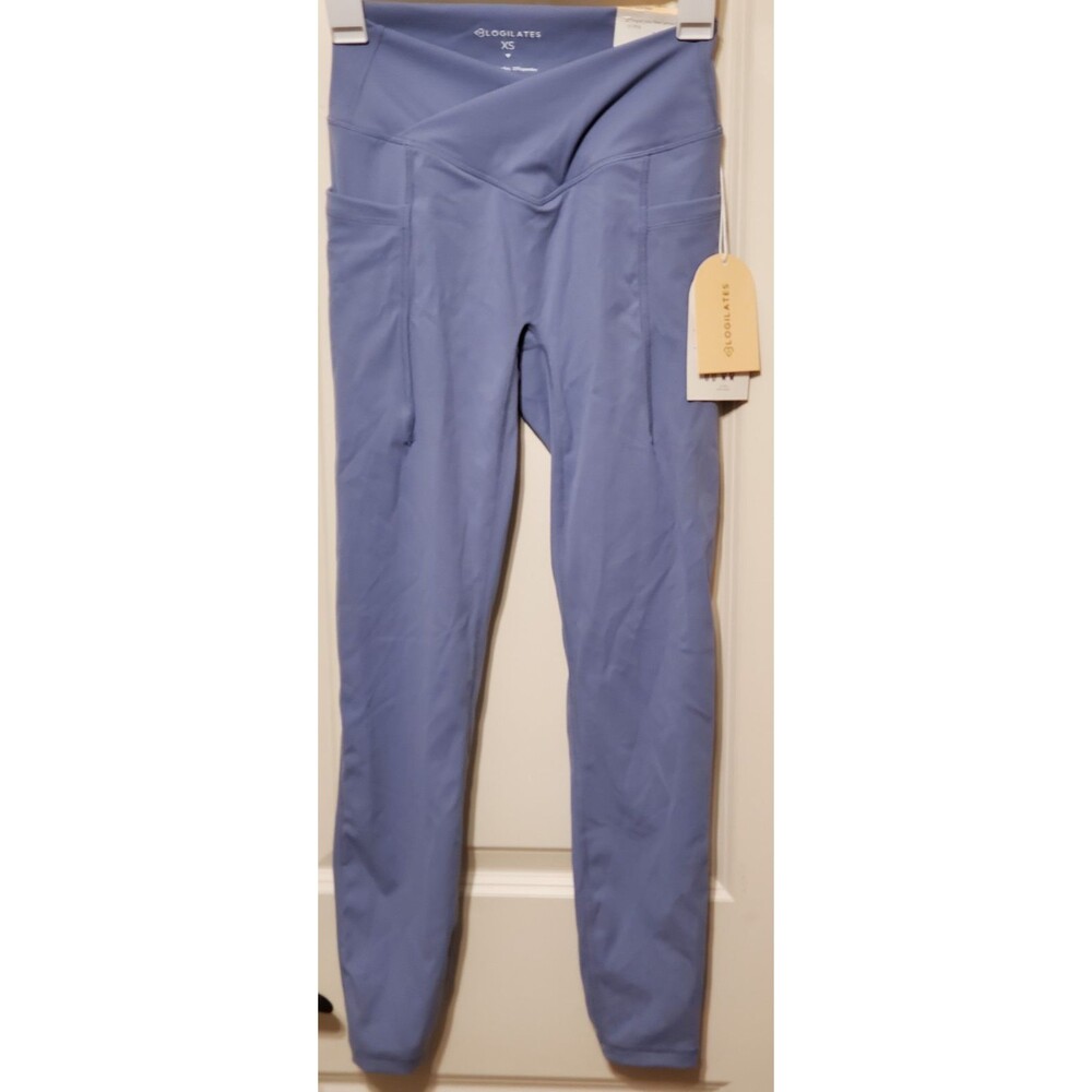 Blogilates Women's Crisscross High-Rise Leggings - Troposphere Steel Blue XS NEW
